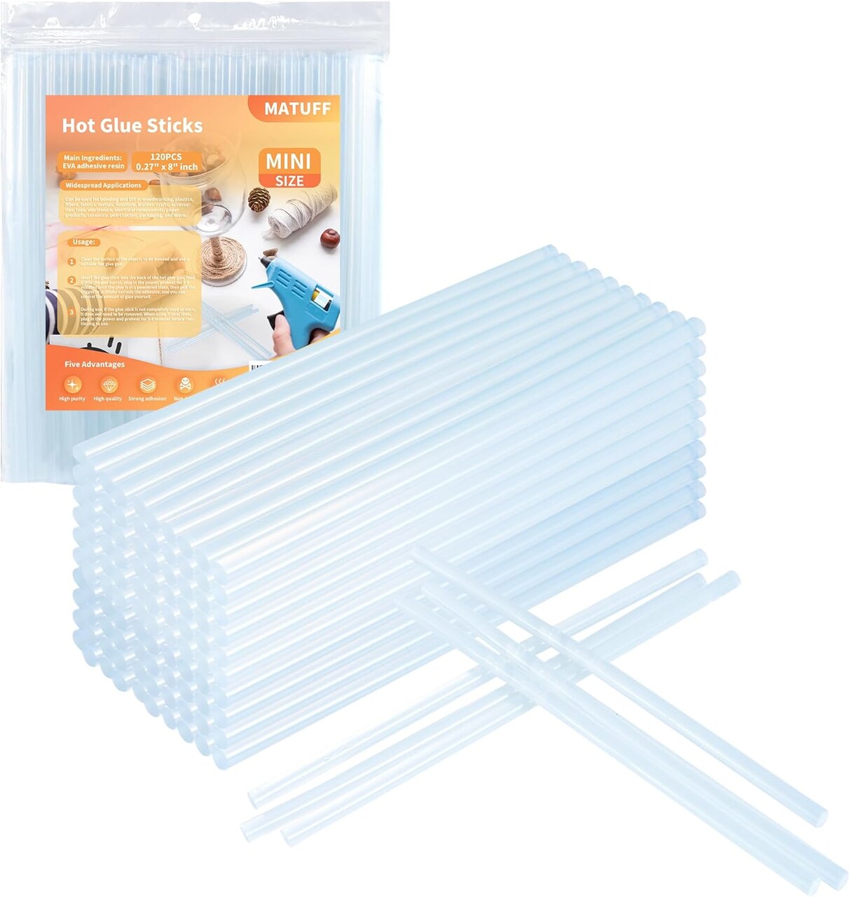 Mini hot Glue Gun Sticks – 120 Pcs Clear hot Glue Sticks Dia 0.27” x 8” Long Mini Glue Stick, All-Purpose Glue Sticks Bulk for Crafting, Scrapbooking & More - Compatible with Most Glue Guns